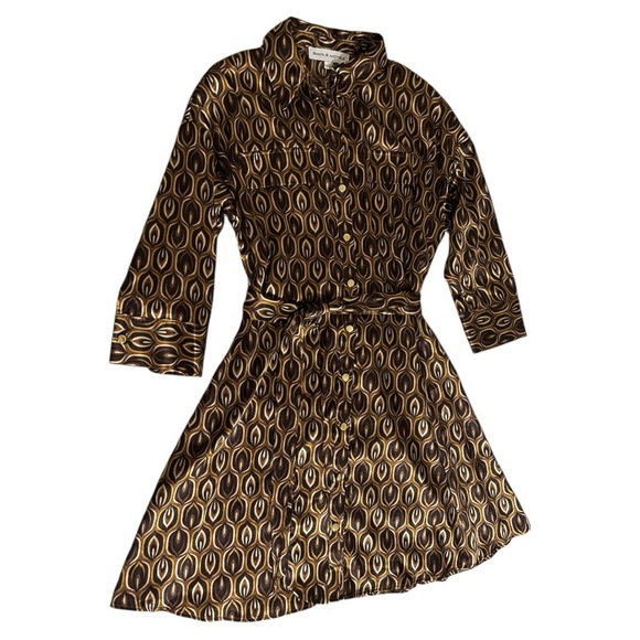 Emma & Michele Brown and Gold Geometric Dress - Picture 1 of 7